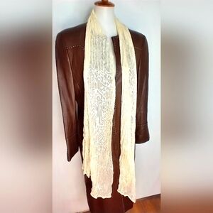 LAUREN RAYON SILK PLEATED CUT VELVET SCARF